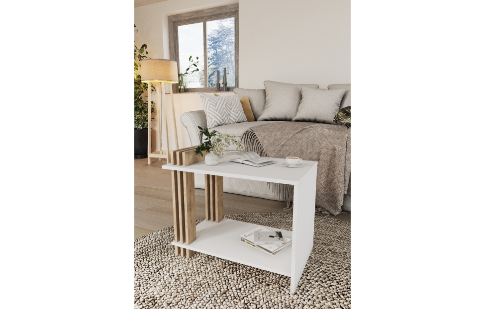 Журнальные столы - изображение №4 "Стол журнальный Троя / Белый, Дуб Бунрати"  на www.Angstrem-mebel.ru
